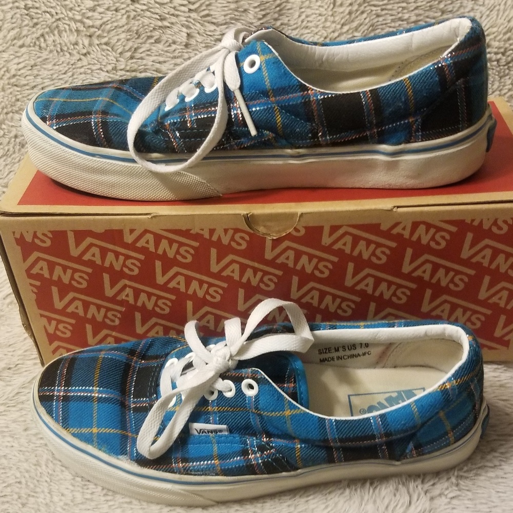 Vans - Black/Blue Plaid Women's Shoes - SIze 7